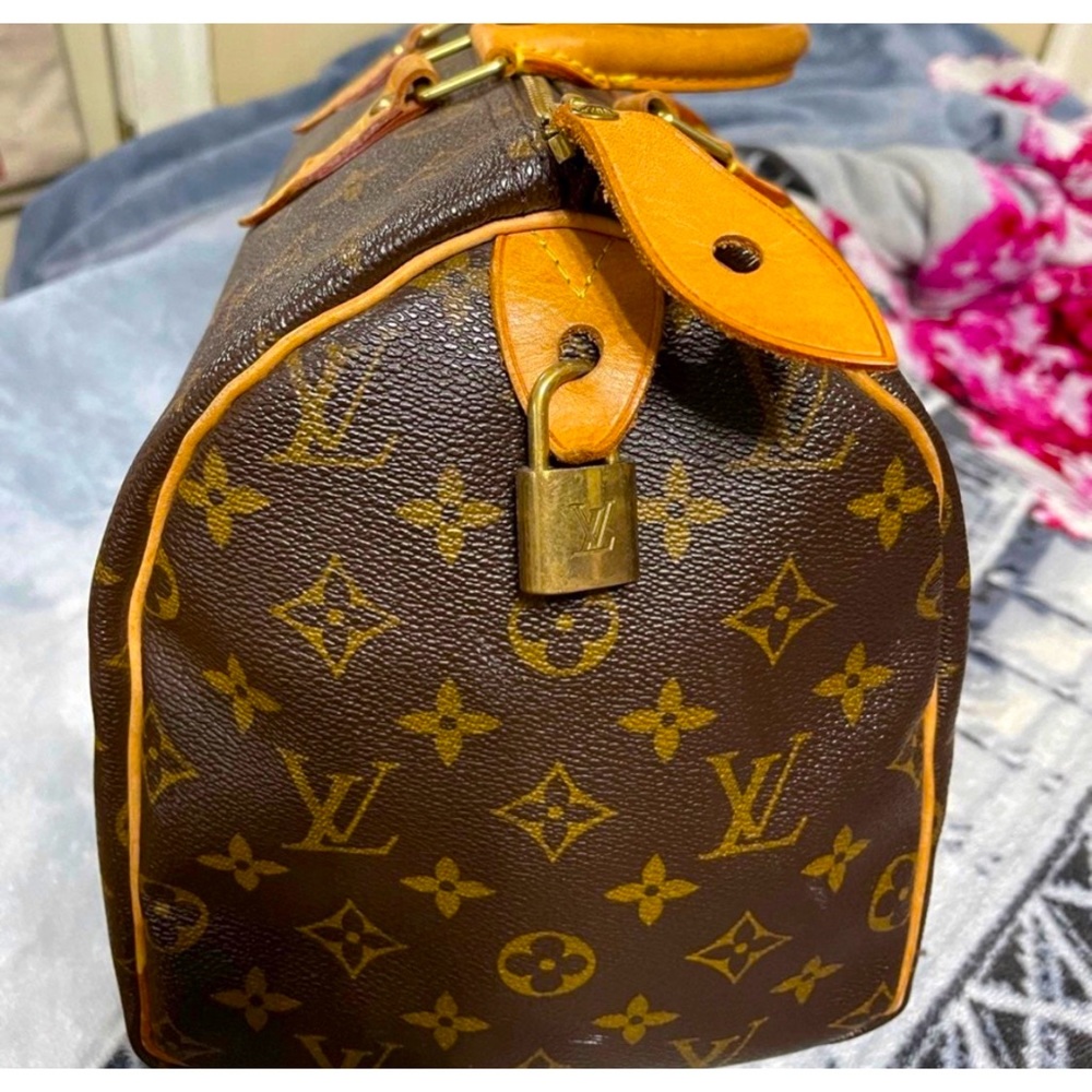 Louis Vuitton LV Monogram Speedy 30 Handbag Authentic Leather Habdbag